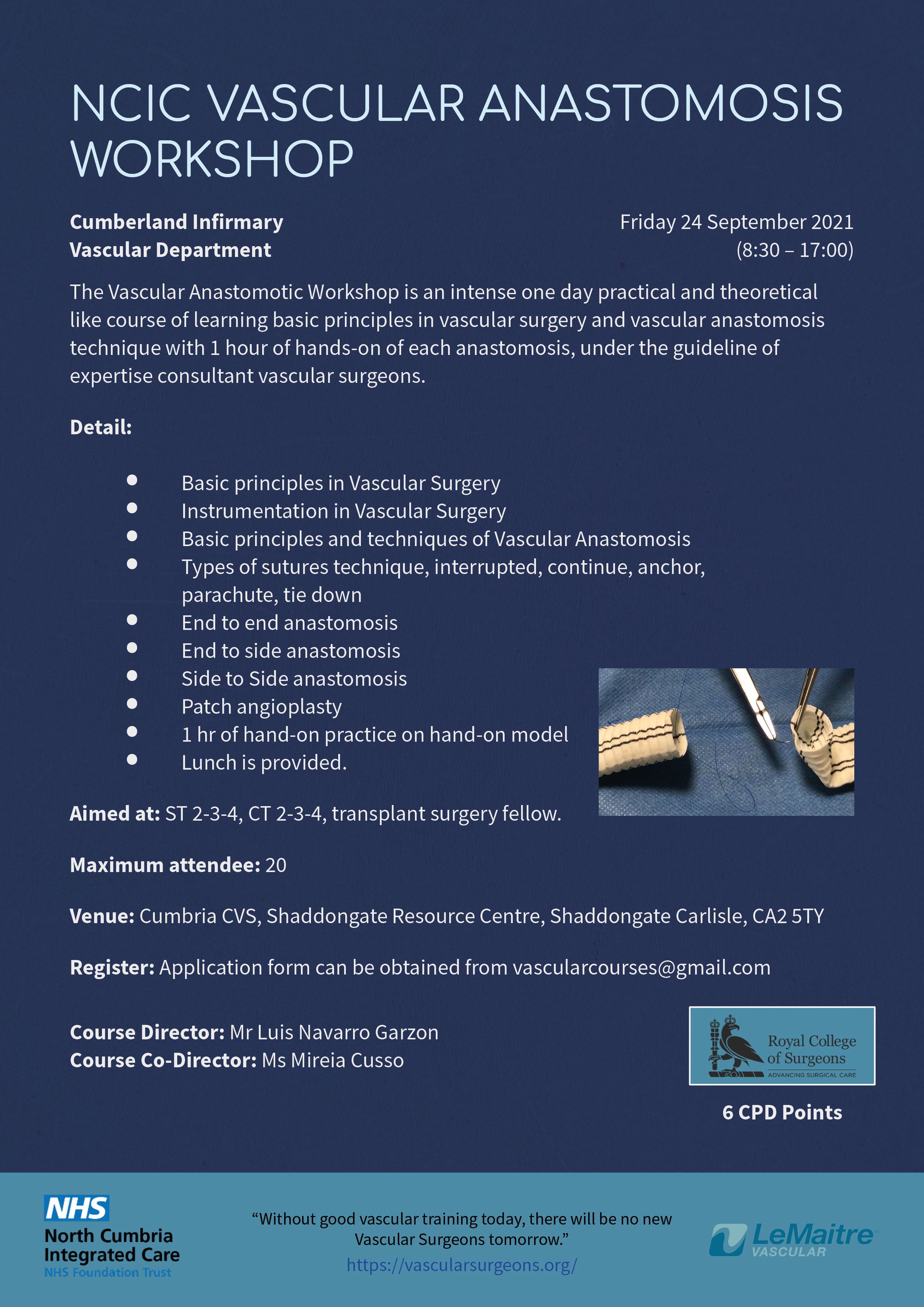 NCIC, Vascular Anastomosis Workshop, Cumberland Infirmary